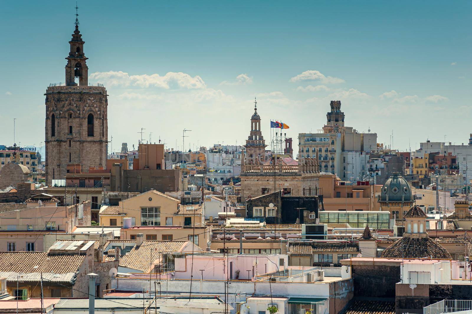 View at Valencia downtown with rooftops of residential dwellings. Valencia downtown. Spain. Europe. by Qba