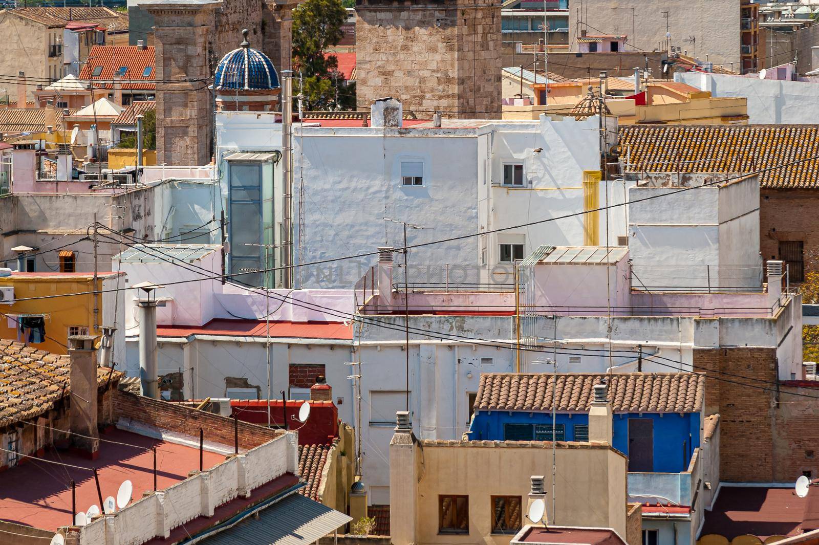 View at Valencia downtown with rooftops of residential dwellings. Valencia downtown. Spain. Europe. by Qba