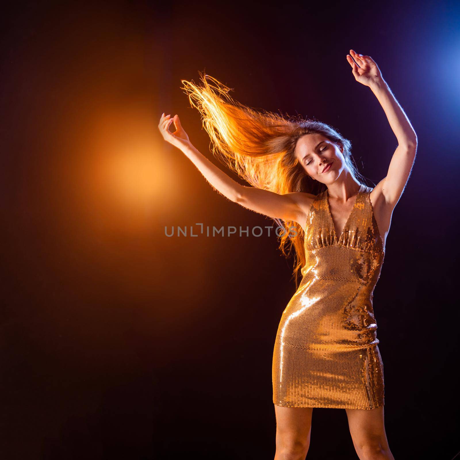 Dancing girl on disco party by ALotOfPeople