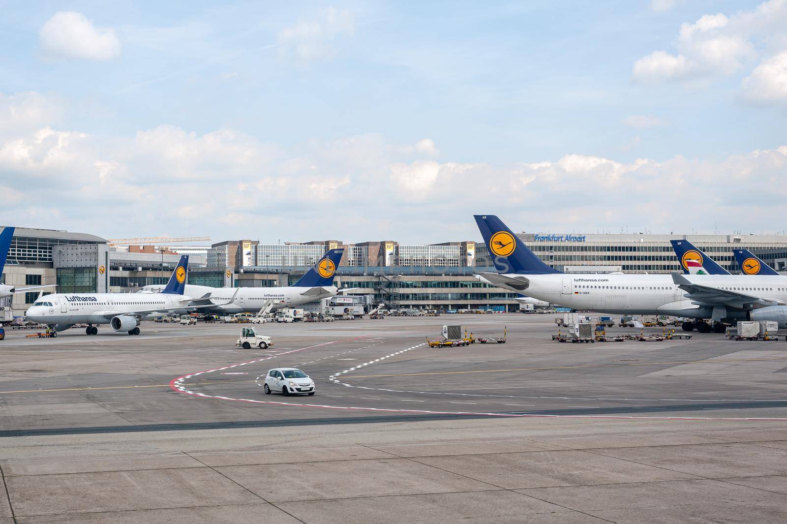 05/26/2019 Frankfurt Airport, Germany. Operated by Fraport and serves as the main hub for Lufthansa including Lufthansa CityLine and Lufthansa Cargo. Frankfurt Airport is the busiest airport by passenger traffic in Germany as well as the 4th busiest in Eur by Qba