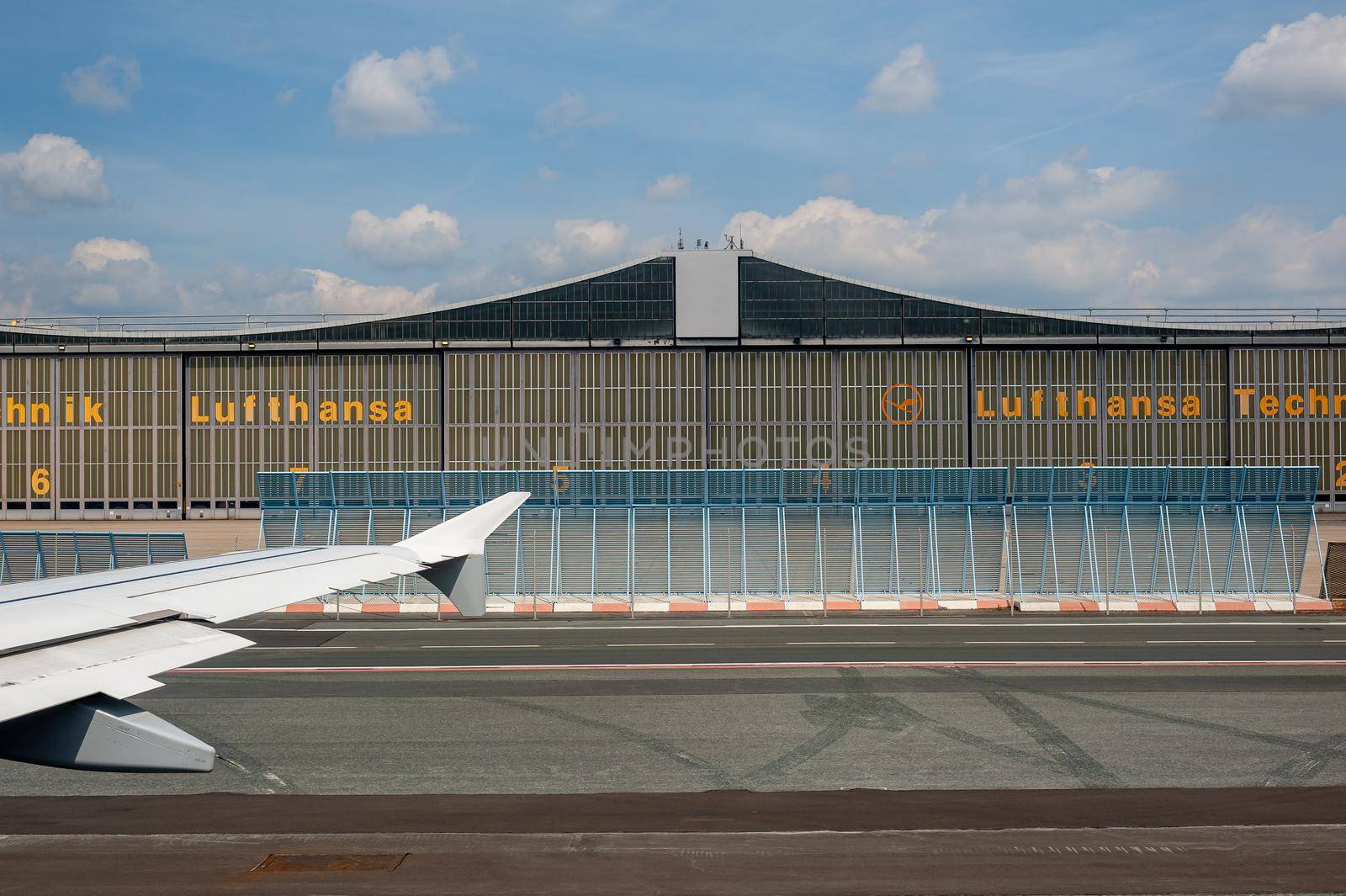 05/26/2019. Frankfurt Airport, Germany. Lufthansa Technik hangar. Operated by Fraport and serves as the main hub for Lufthansa including Lufthansa City Line and Lufthansa Cargo.