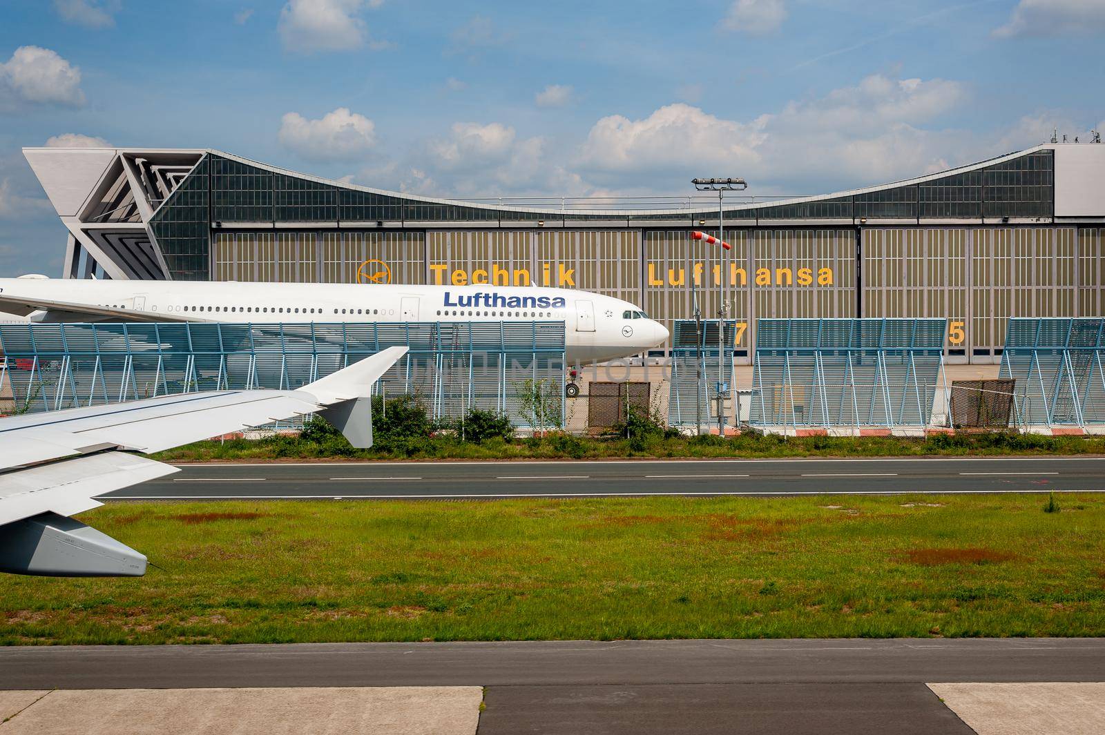 05/26/2019. Frankfurt Airport, Germany. Airbus by Lufthansa Technik maintenance hangar. Operated by Fraport and serves as the main hub for Lufthansa including Lufthansa City Line and Lufthansa Cargo.