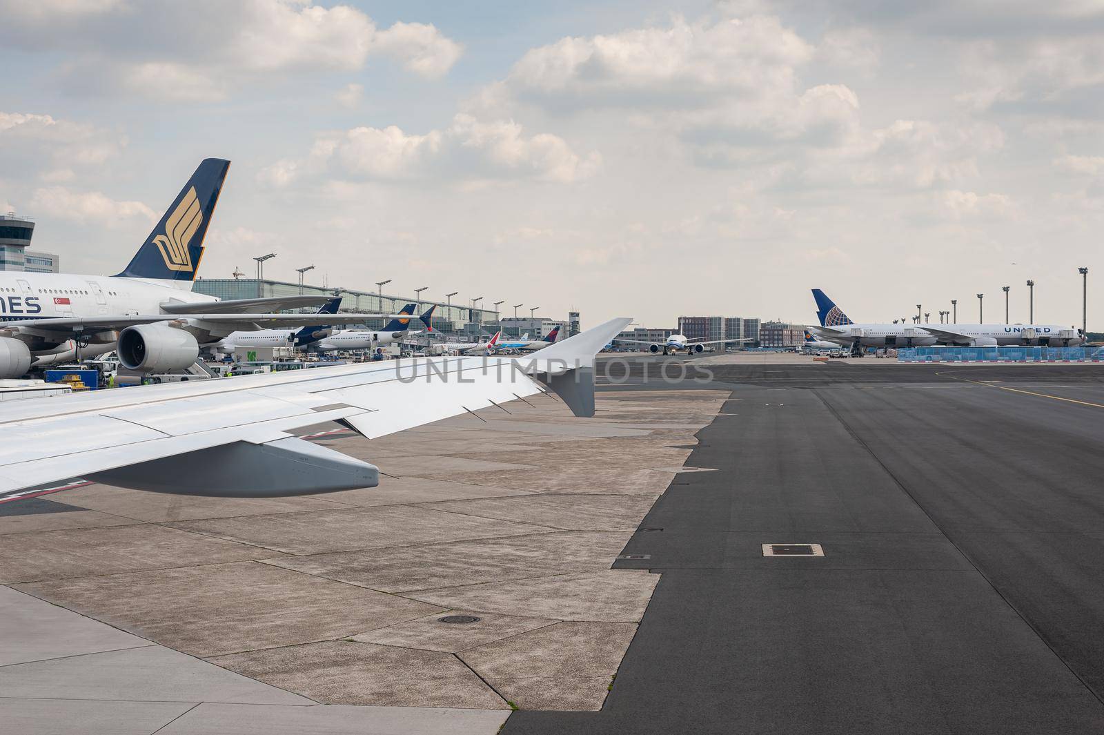 05/26/2019 Frankfurt Airport, Germany. Operated by Fraport and serves as the main hub for Lufthansa including Lufthansa CityLine and Lufthansa Cargo. Frankfurt Airport is the busiest airport by passenger traffic in Germany as well as the 4th busiest in Eur by Qba