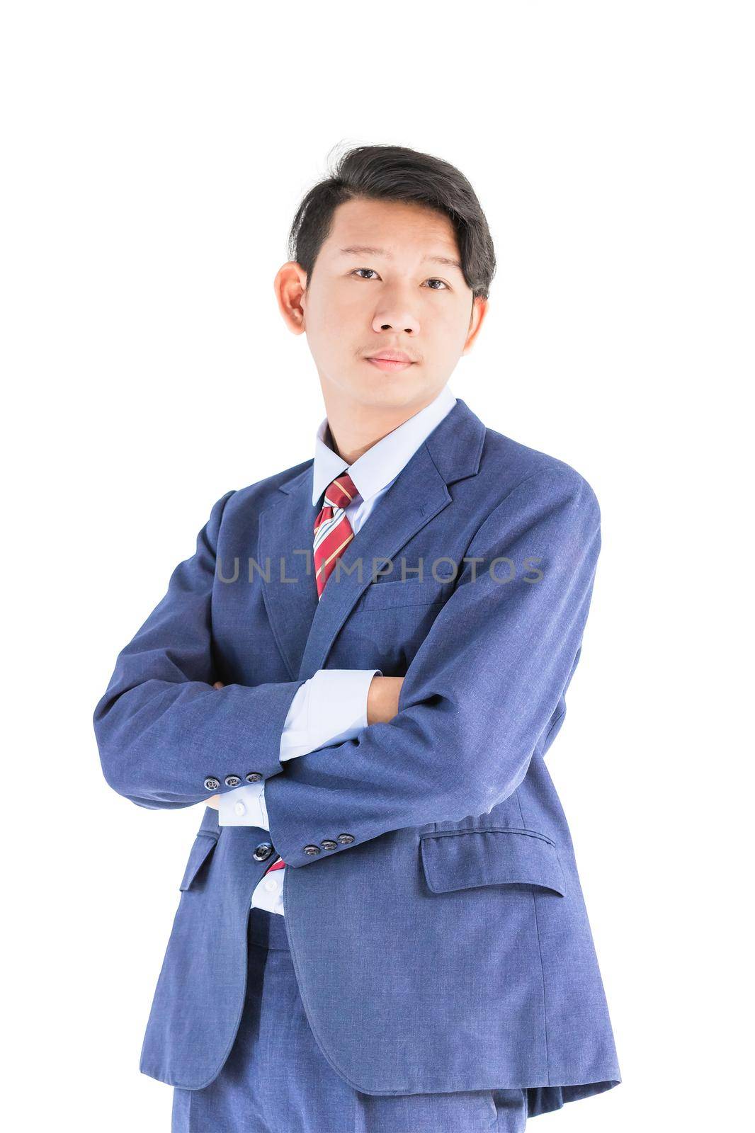 Young asian business men portrait in suit isolated over white background