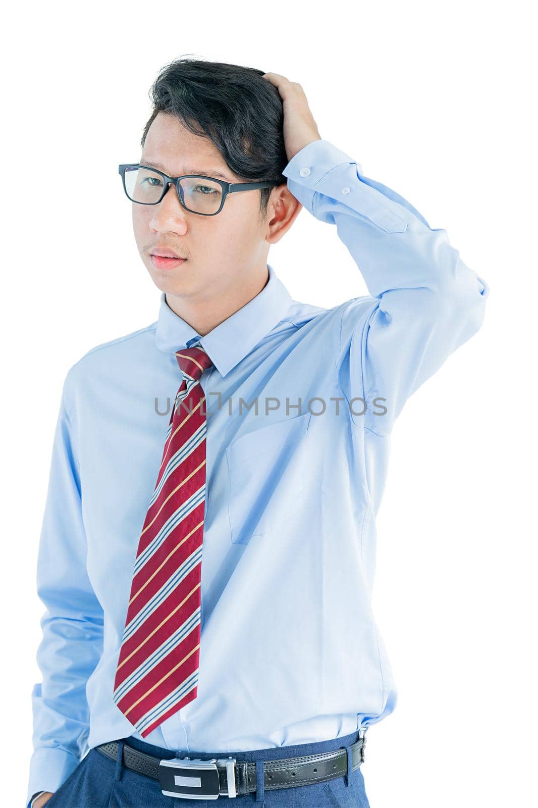 Male wearing shirt posing in studio isolated on white with clipping path by stoonn