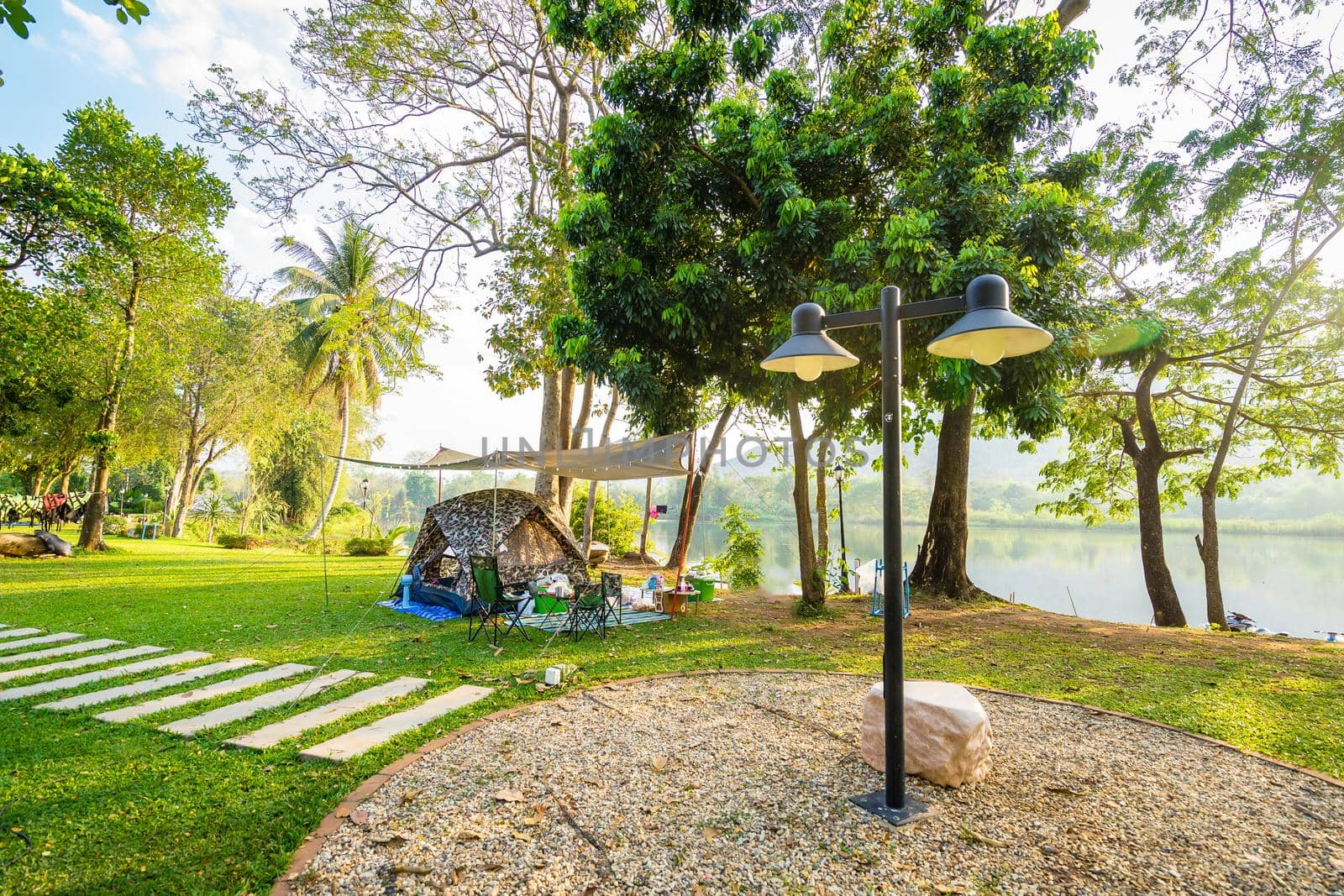 Camping and tent in nature park