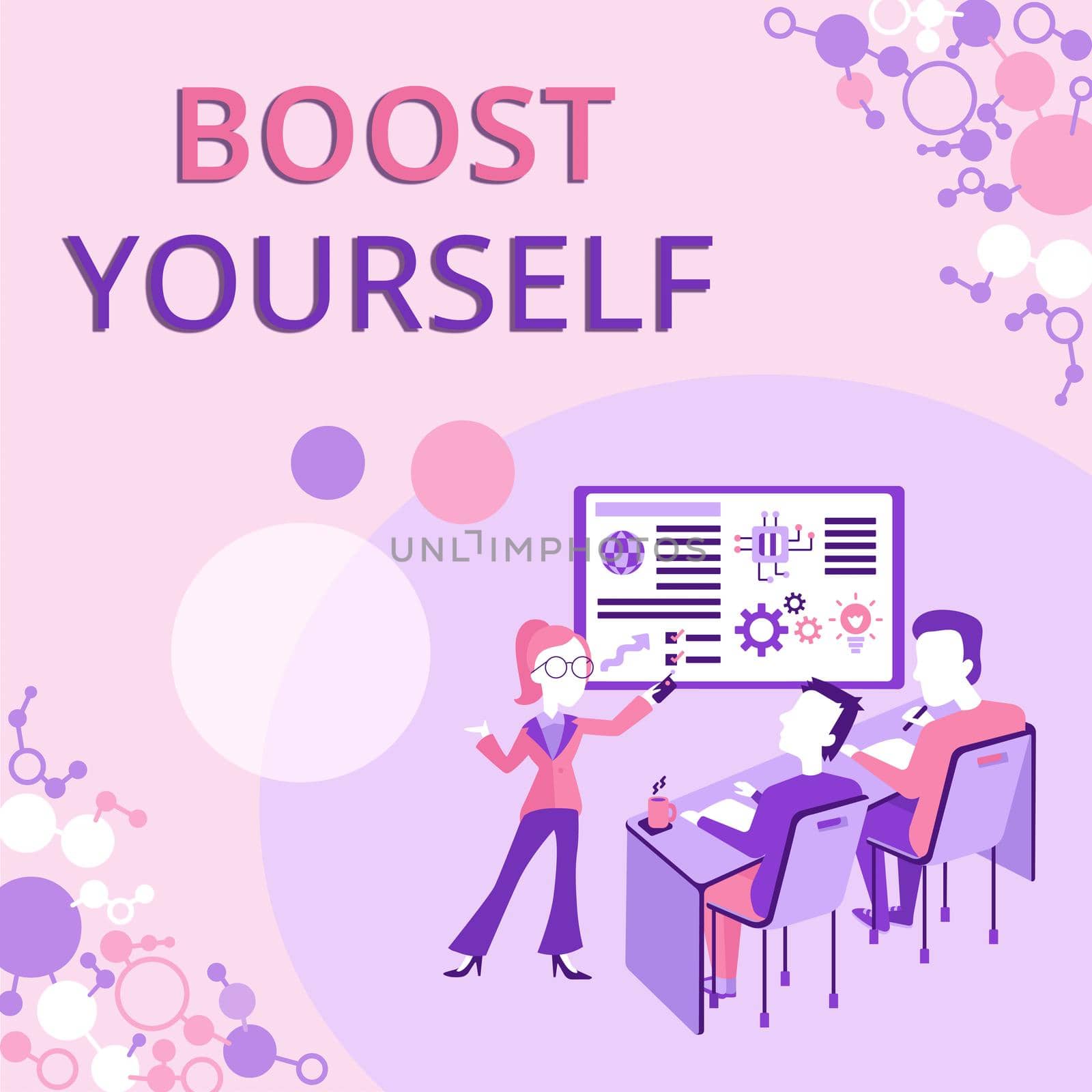 Handwriting text Boost Yourself. Business showcase delivering a lift up to someone making them energetic again Presenting Project Report Concept, Reporting Business Status by nialowwa