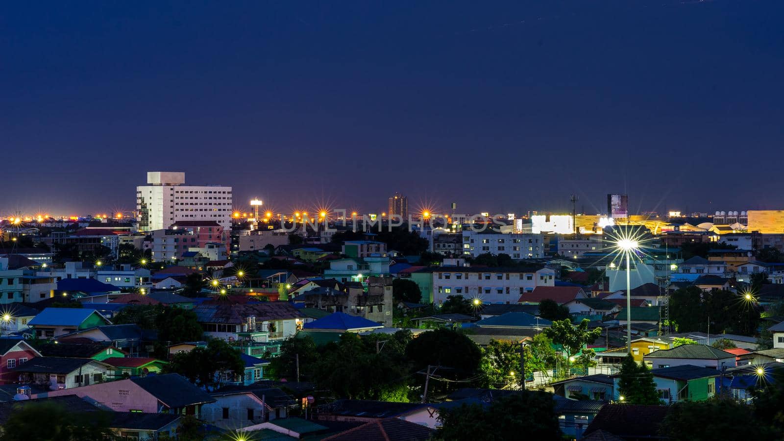 Cityscape of urban and beautiful light at night