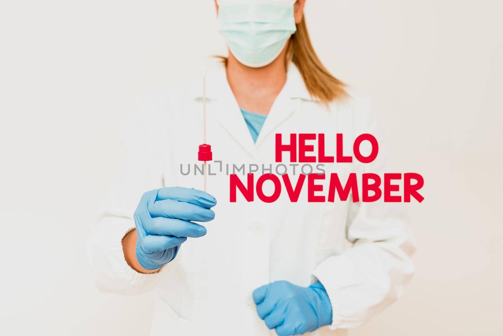 Handwriting text Hello November. Business showcase greeting used when welcoming the eleventh month of the year Presenting And Analyzing Medical Specimen Displaying Test Samples by nialowwa