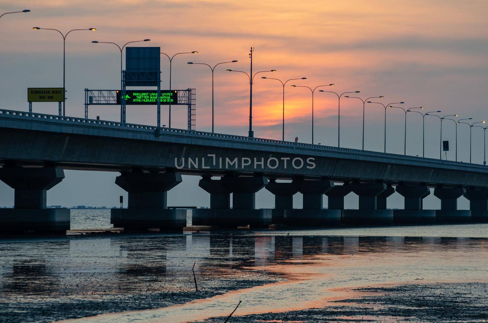 George Town, Penang/Malaysia - Dec 28 2019: Sign info board at Penang Second Bridge from Batu Kawan to Batu Maung.