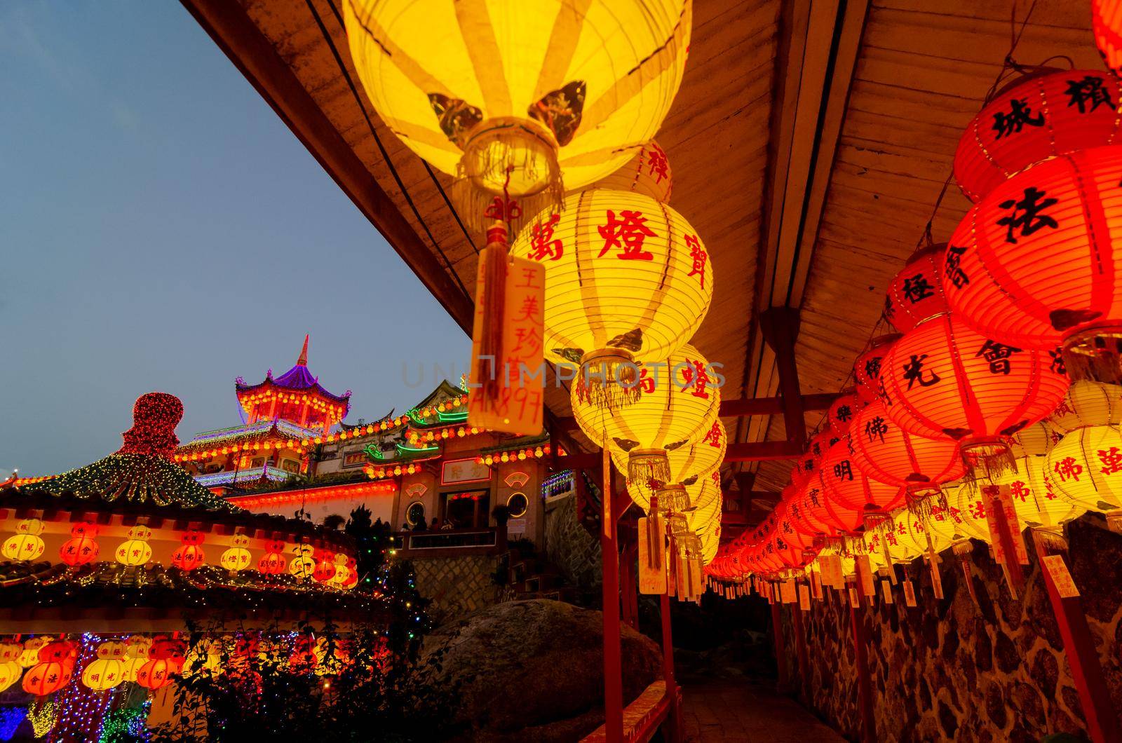 Georgetown, Penang/Malaysia - Feb 20 2020: Red lantern decoration at Kek Lok Si.