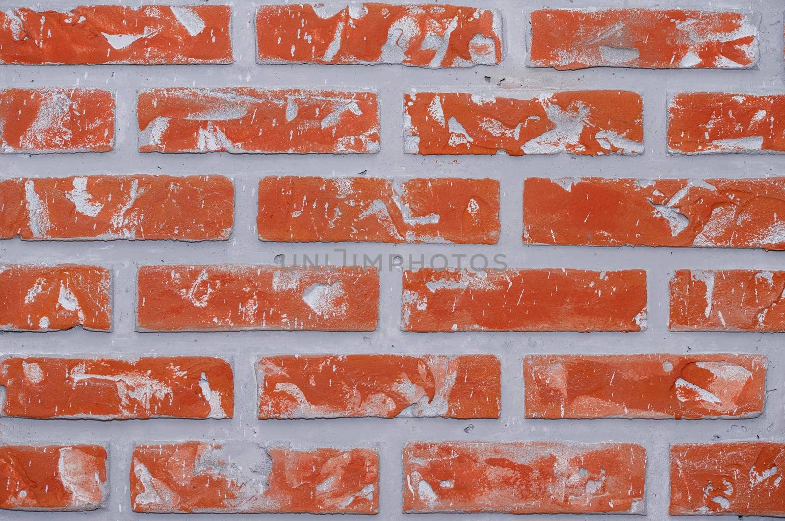 Bright red clay bricks wall flat background pattern by Estival