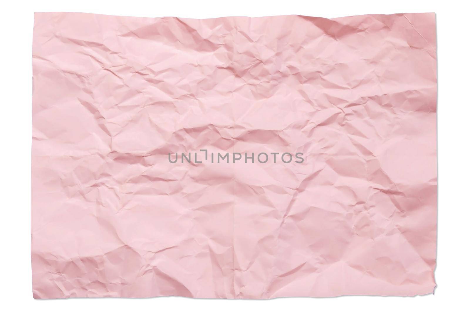 Pink color blank 4A crumpled paper isolated on white background.