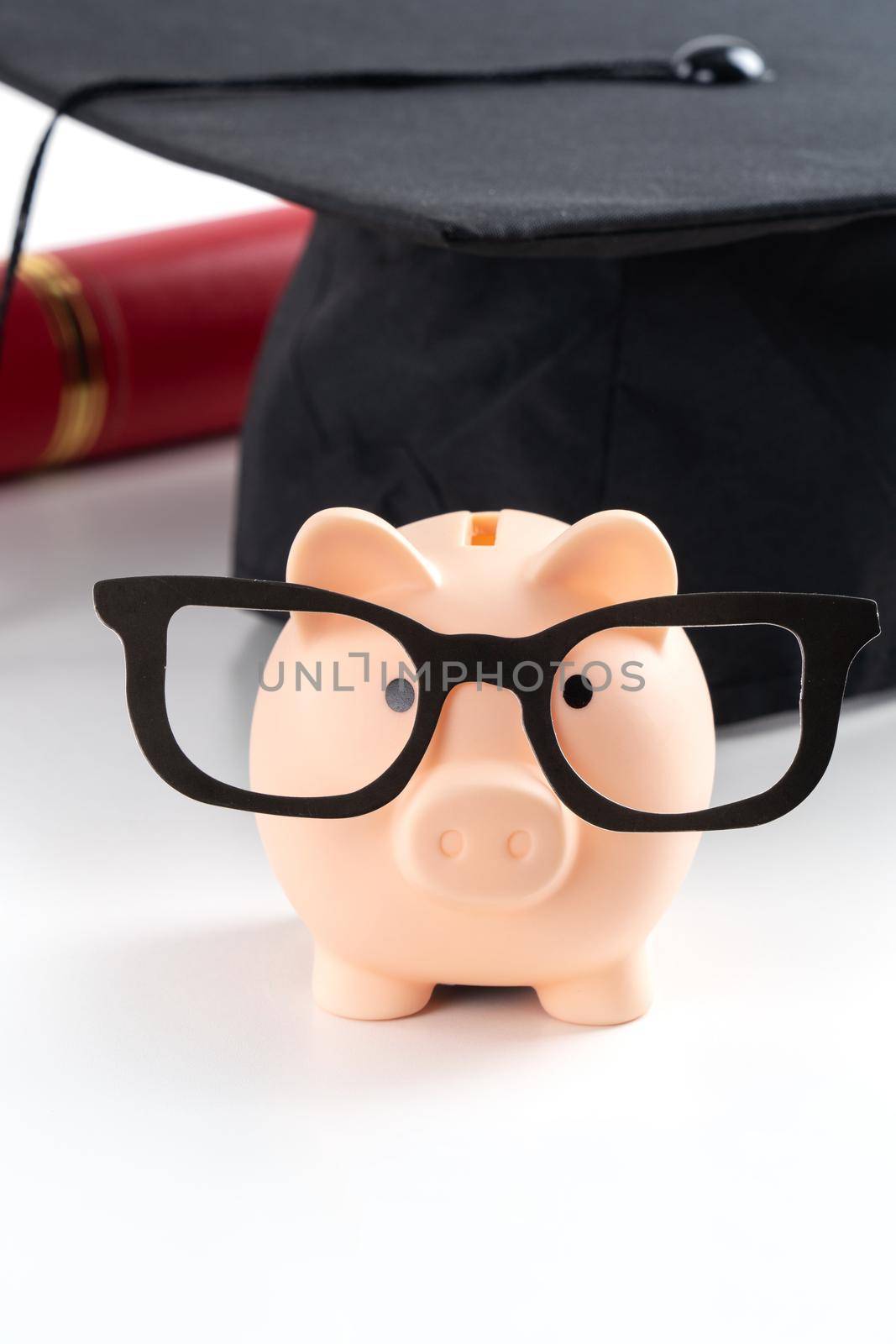 Design concept of new fresh graduate trying to find a job and learning to earnig and saving money.