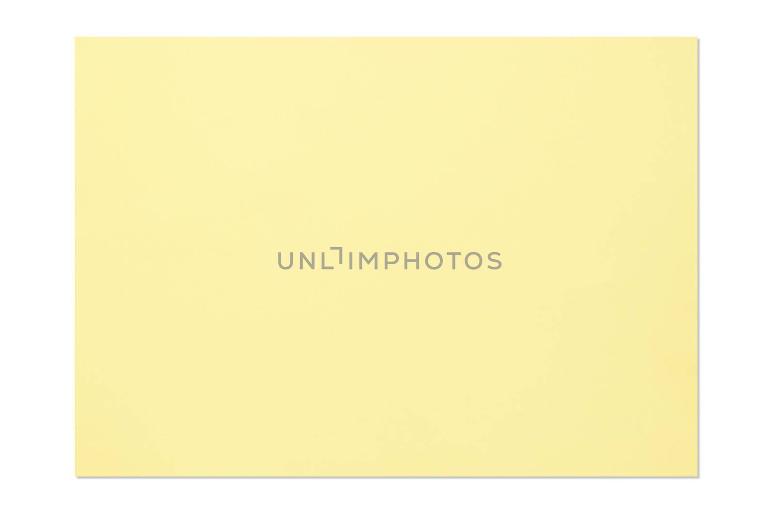 Yellow color blank 4A paper isolated on white background with shadow.