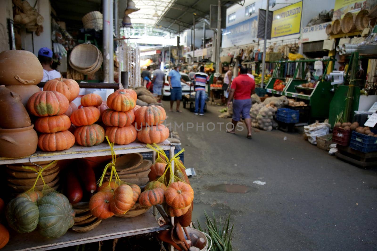 salvador, bahia, brazil - june 28, 2021: aboboras a venda na feira de Sao Joaquim na cidade de Salvador.