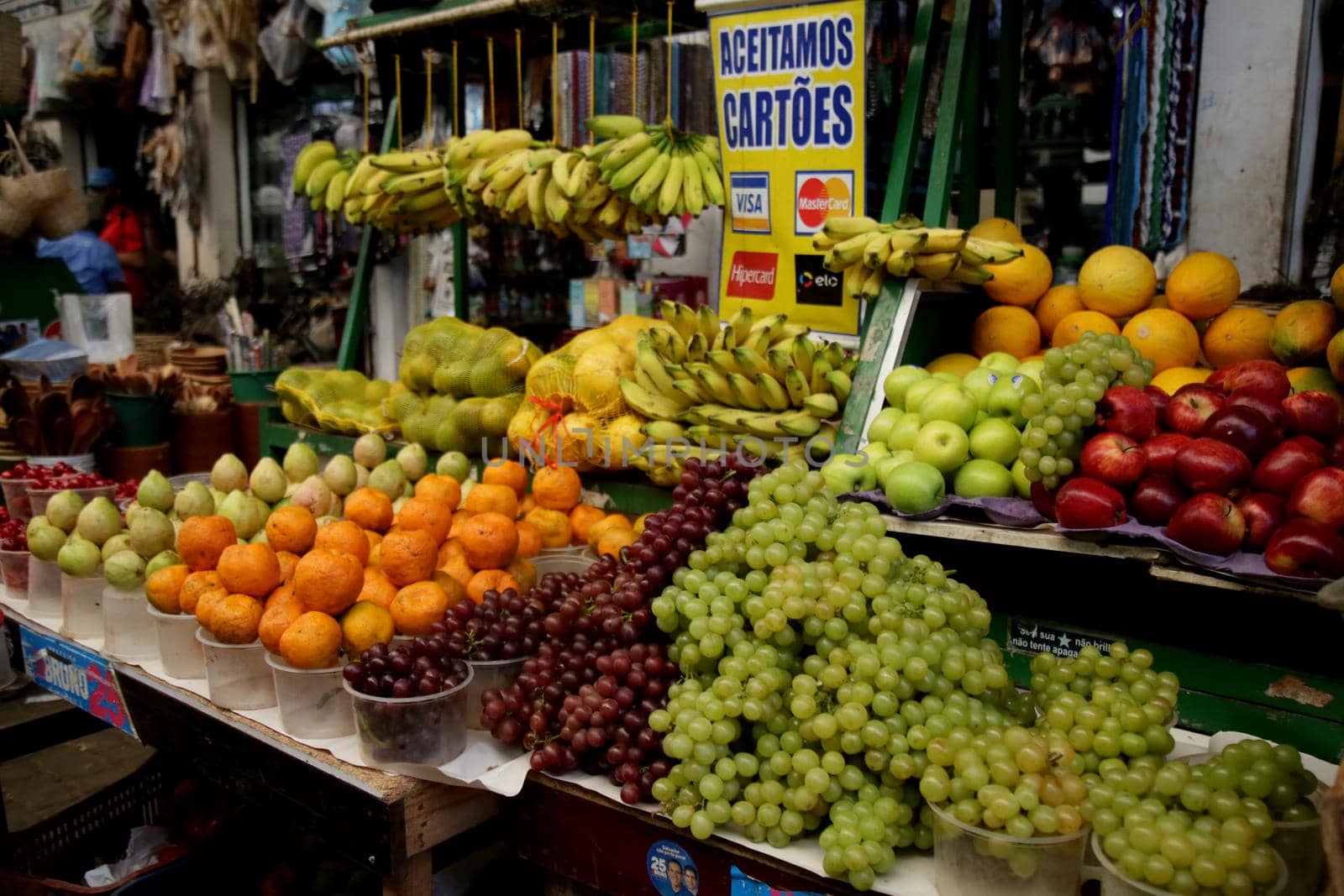 salvador, bahia, brazil - june 28, 2021: fruit for sale at the fair of Sao Joaquim in the city of Salvador.