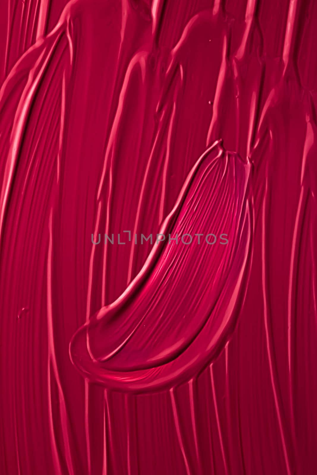 Red lipstick or lip gloss texture as cosmetic background, makeup and beauty cosmetics product for luxury brand, holiday flatlay backdrop or abstract wall art and paint strokes.