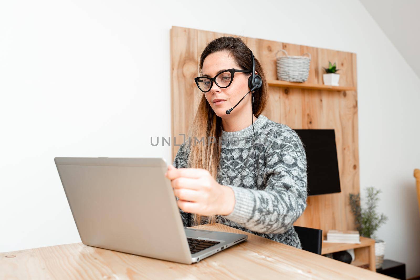 Callcenter Agent Working Home, Student Preparing Examinations, Reading Blog Content, Watching Internet Interesting Videos, Podcast Listening, Learning New Things by nialowwa