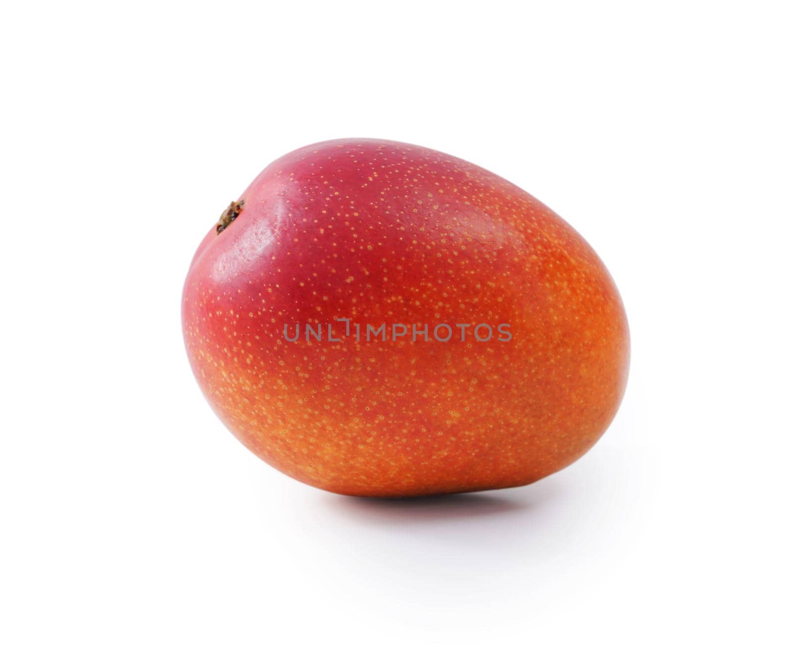 Close up of beautiful delicious ripe mango isolated on white table background, clipping path cut out.