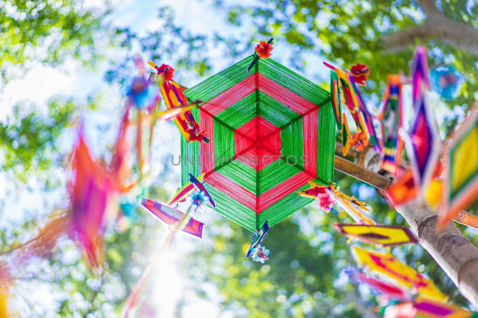 colorful tung flag from traditional way of life in Thailand