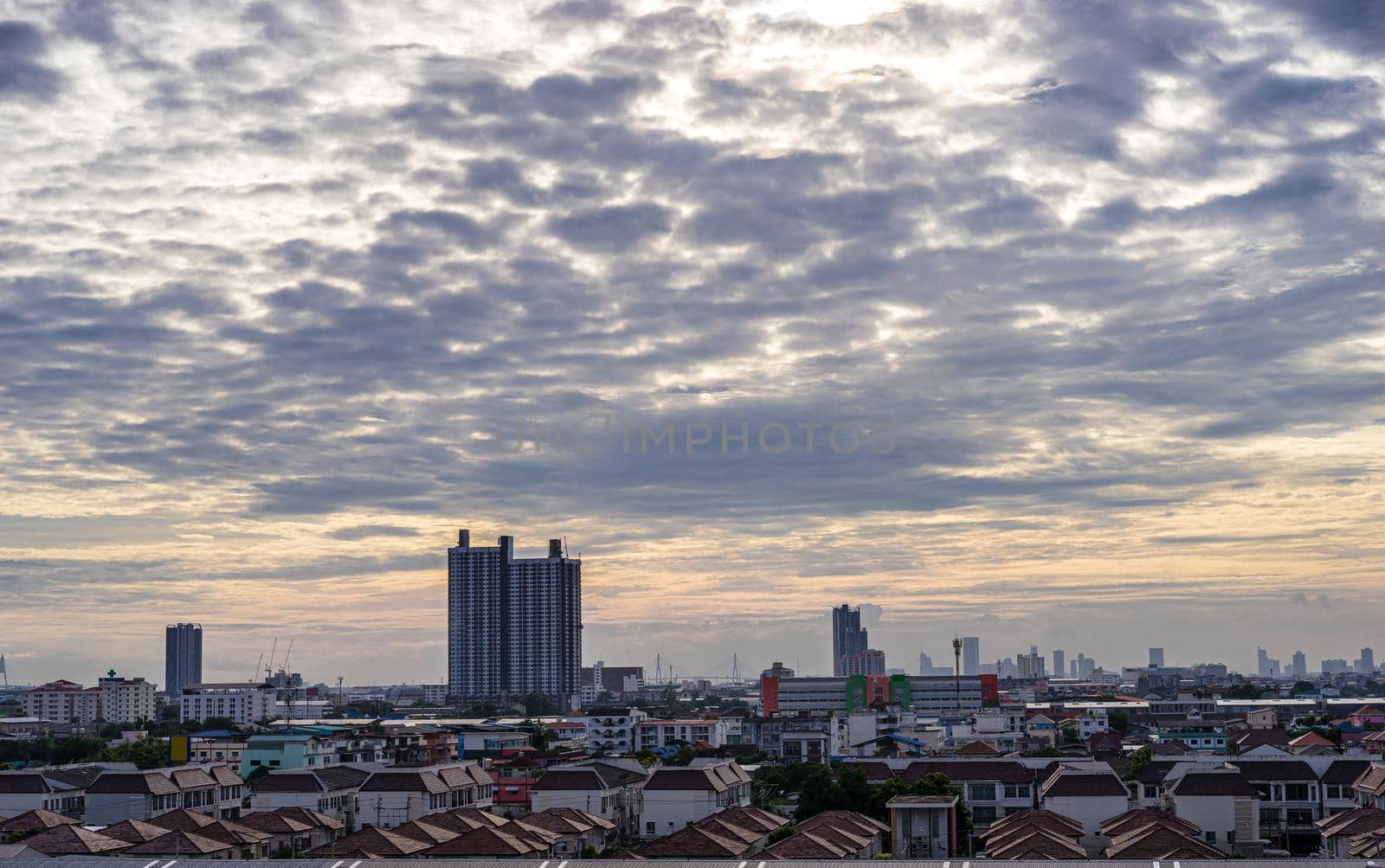 Cityscape of beautiful urban and cloudy sky in the evening