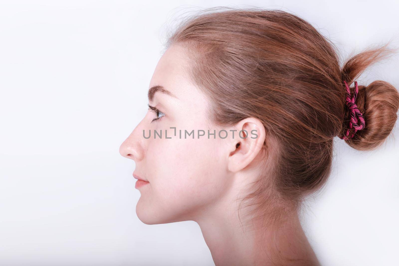 Facial Skin Care and Beauty Face Treatment, Closeup Portrait Headshot of Pretty Woman Face With Makeup Cosmetic on Studio Isolated White Background. Body Cosmetology Surgery and Skincare Treatment