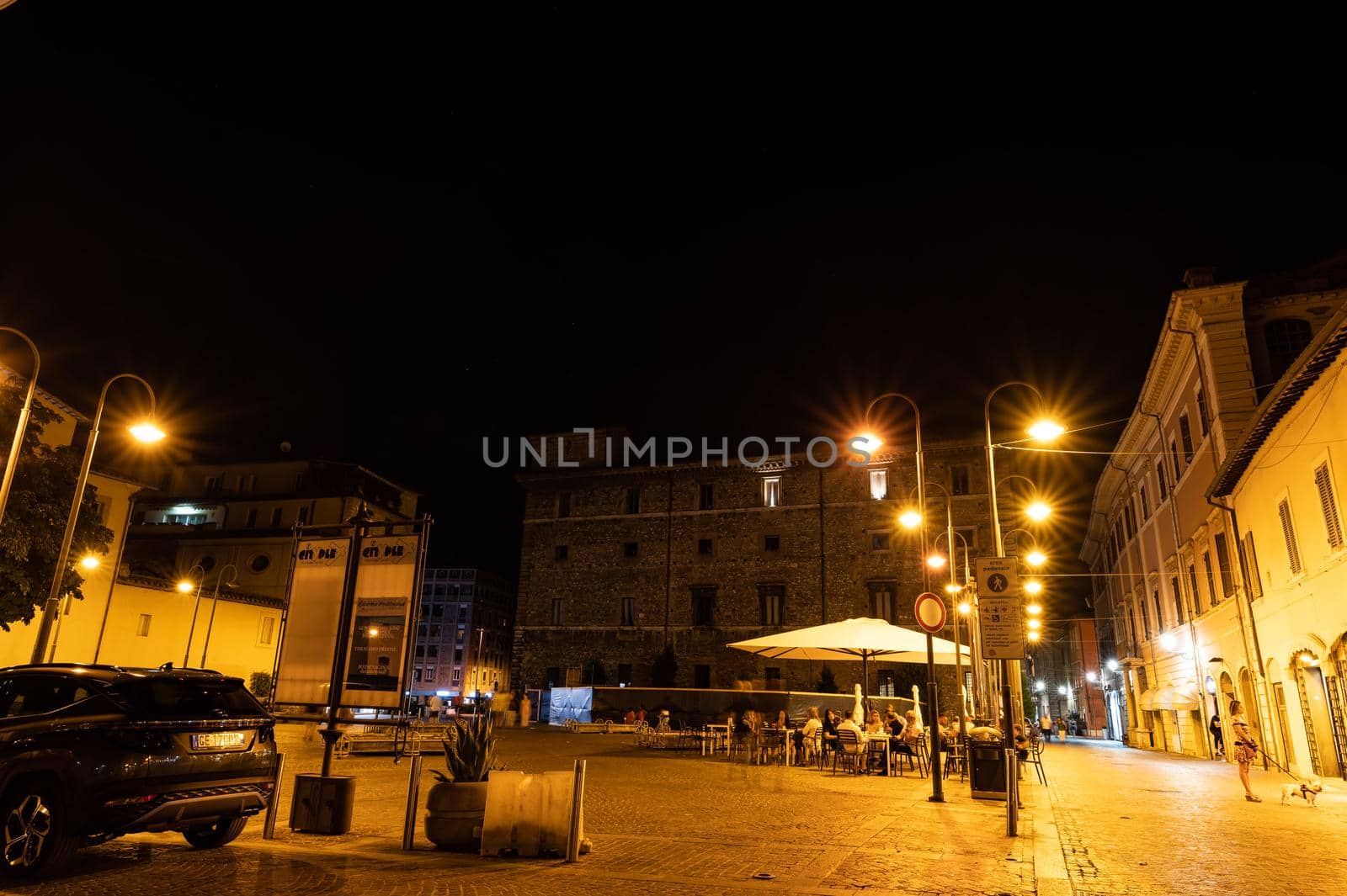 terni,italy june 30 2021:Terni Piazza Europa is view of the town at night in Terni