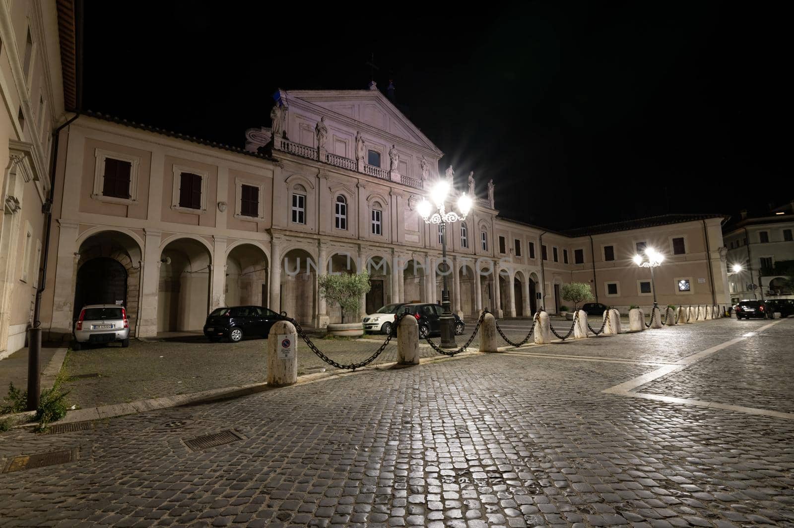 cathedral of terni seen at night illuminated by street lamps by carfedeph