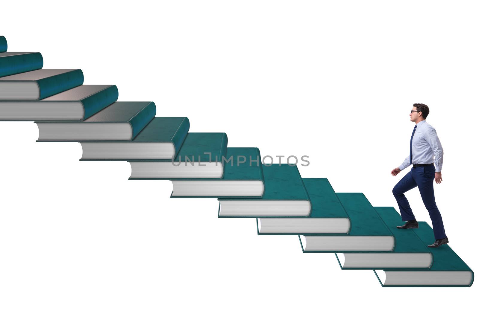 Businessman student climbing the ladder of education books by Elnur
