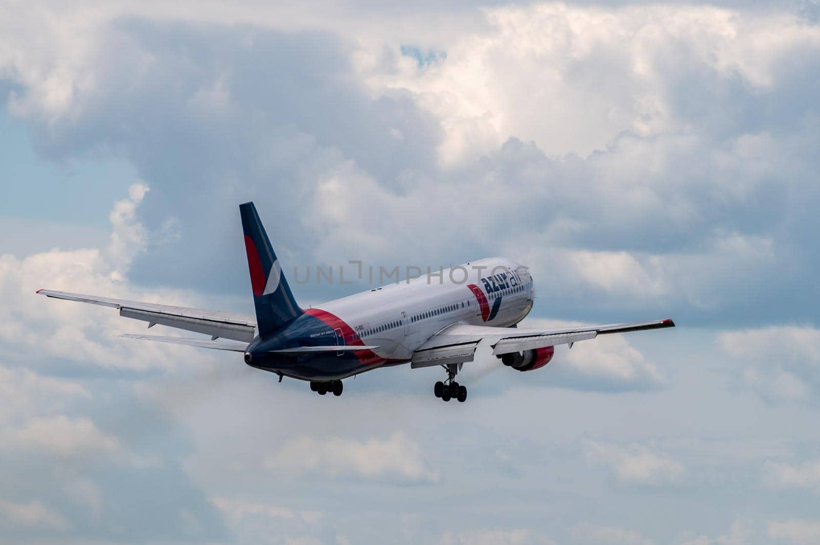 July 2, 2019, Moscow, Russia. Airplane Boeing 767-300 Azur Air Airline at Vnukovo airport in Moscow.