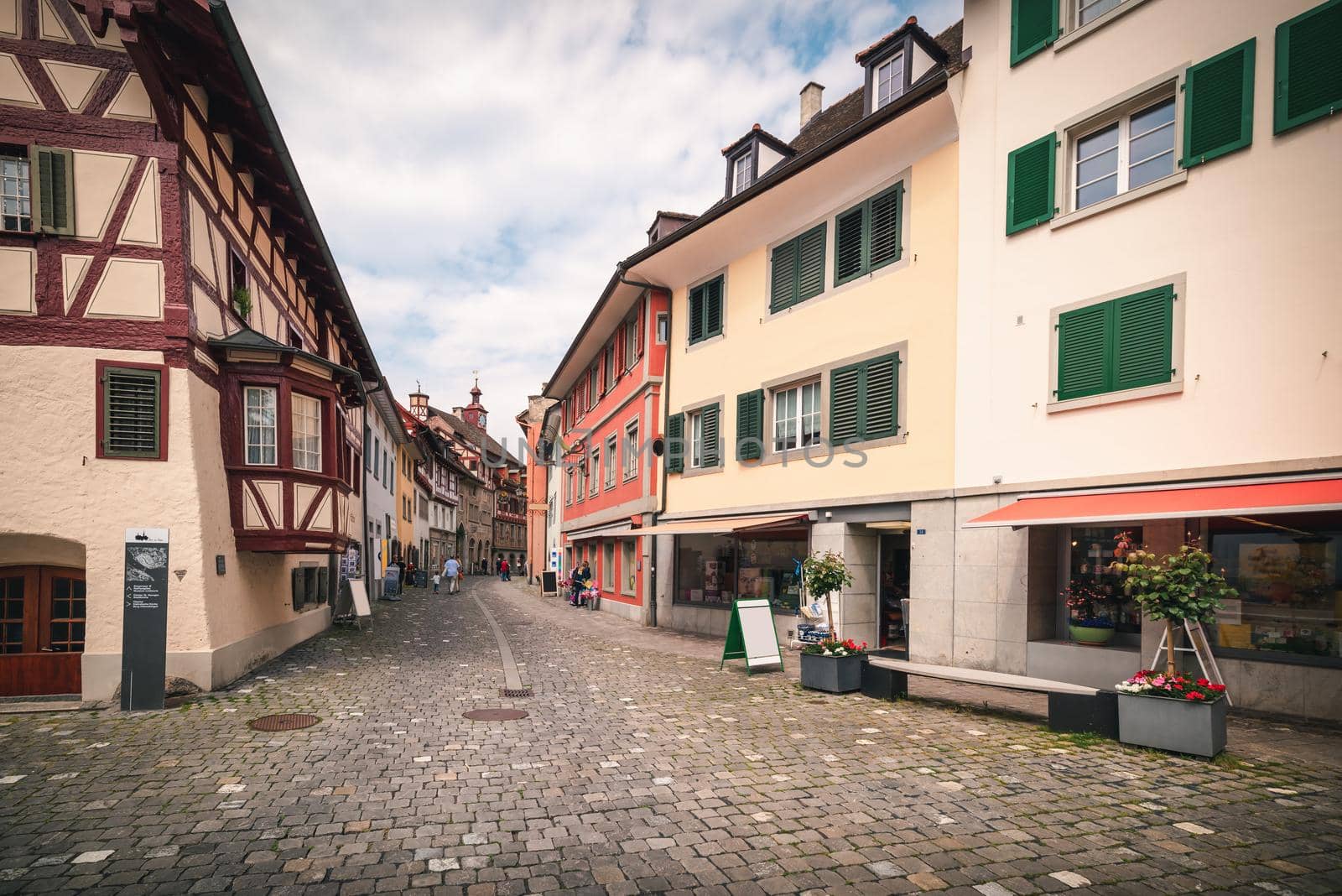 Cityscape Old Town and Historic Buildings of Stein Am Rhein City, Switzerland, Beautiful Ancient Church and Architecture of Swiss Culture. Travel Historical and Famous Place of Switzerland by MahaHeang245789