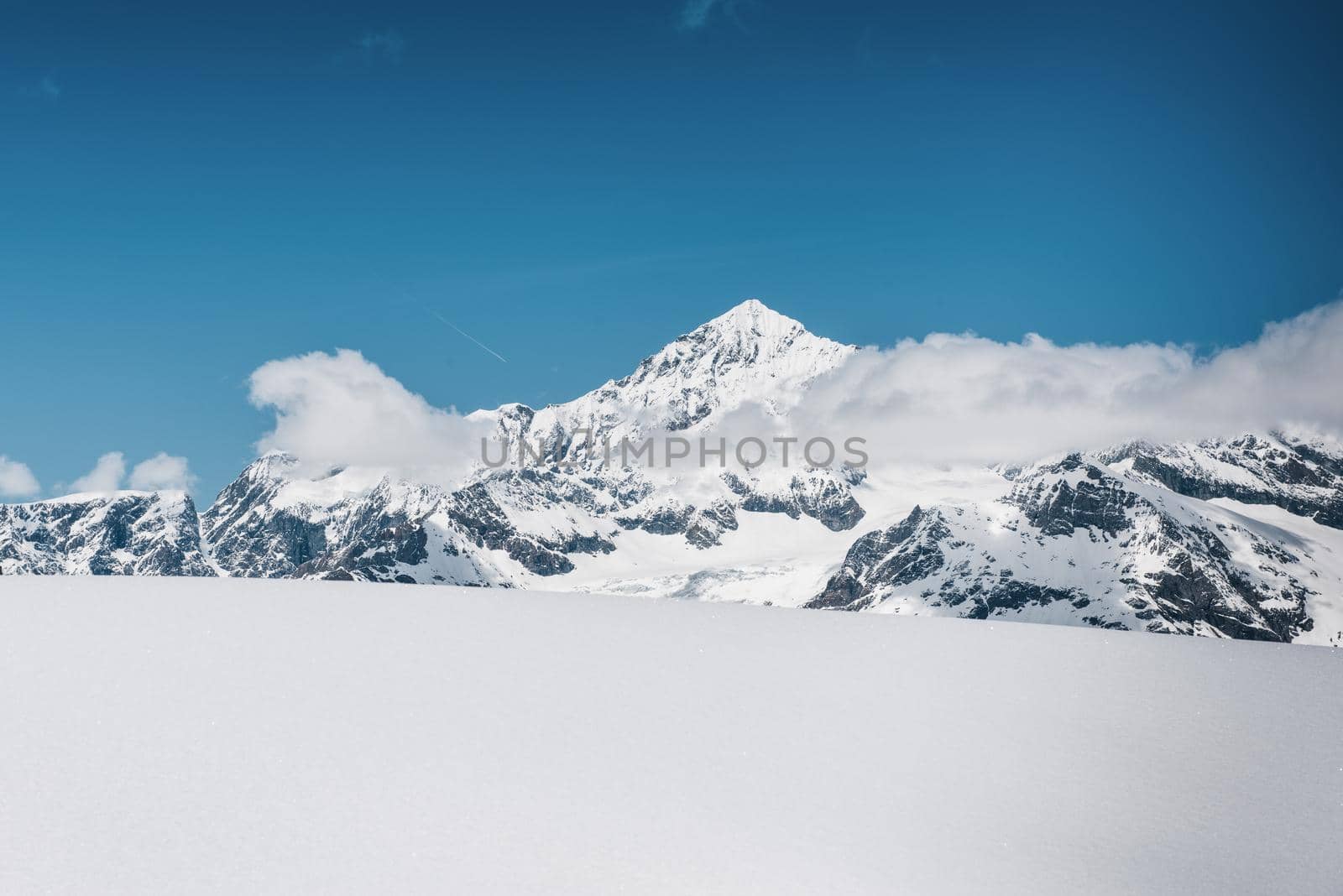 Landscape Scenery View Mountain Snowcapped of Swiss Alps, Mountains Ranges With Snow Ice at Matterhorn Glacier Paradise of Switzerland. Travel Expedition and Destination of Alpine Switzerland by MahaHeang245789