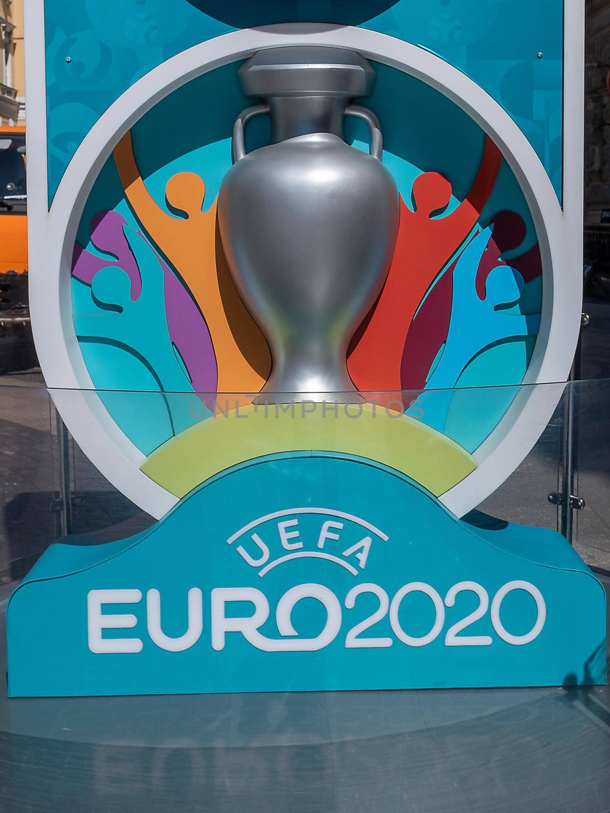 June 12, 2020, Saint Petersburg, Russia; countdown Clock to the start of the European football Championship 2020, postponed due to the coronavirus pandemic to the summer of 2021.