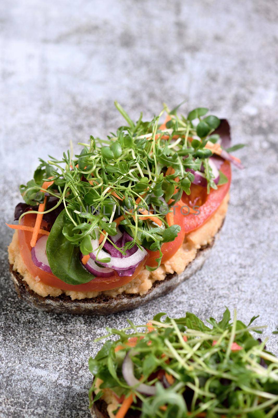Vegetarian toast with microgreen by Apolonia