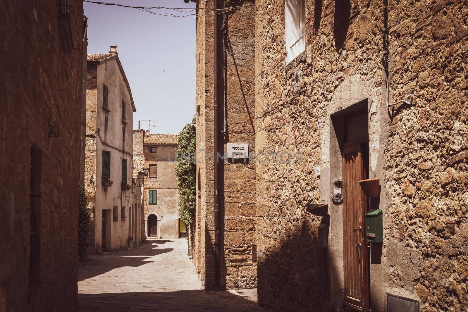 View of the characteristic alleys of the famous town of Pienza by silentstock639