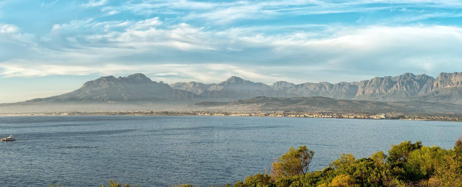 Panoramic view from Clarence Drive accross False Bay towards Gordons Bay and Somerset West in the Western Cape Province