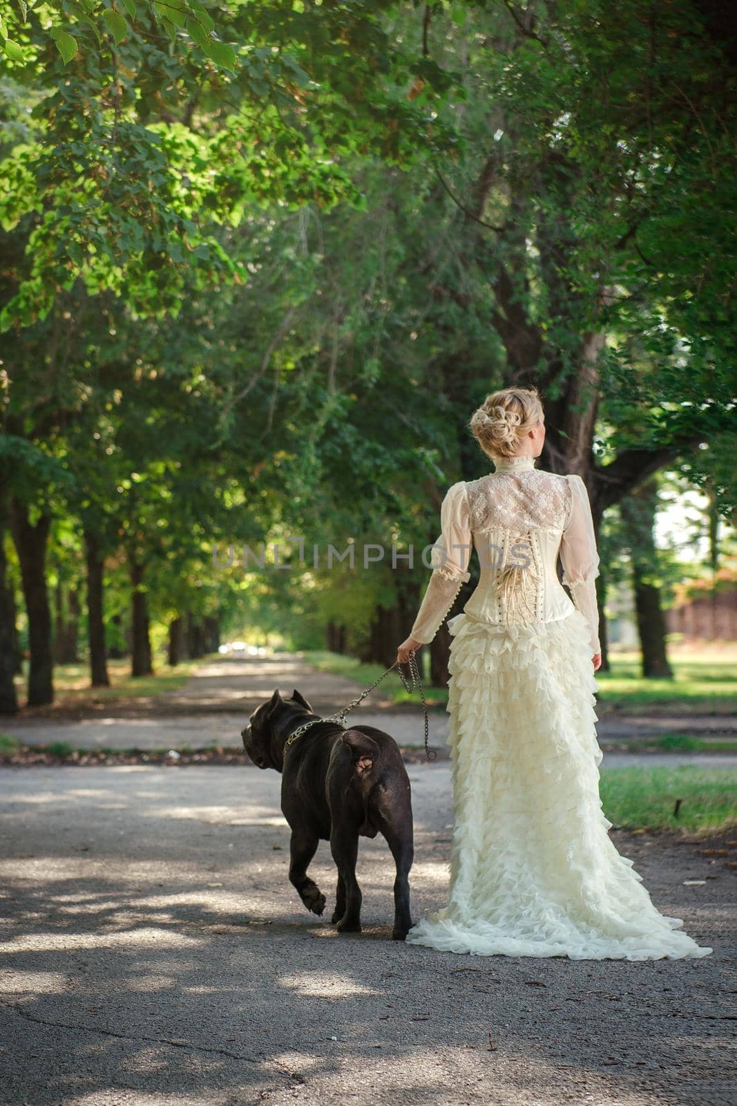 Girl in an old dress with ruffles by Andreua