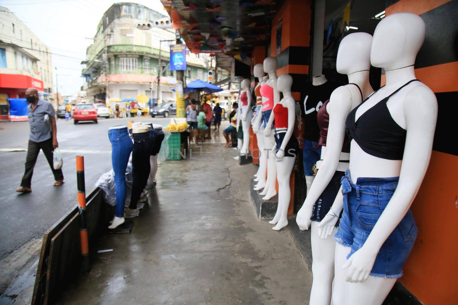 salvador, bahia, brazil - july 2, 2021: Mannequins are seen in a store on the street in the Liberdade neighborhood in the city of Salvador.