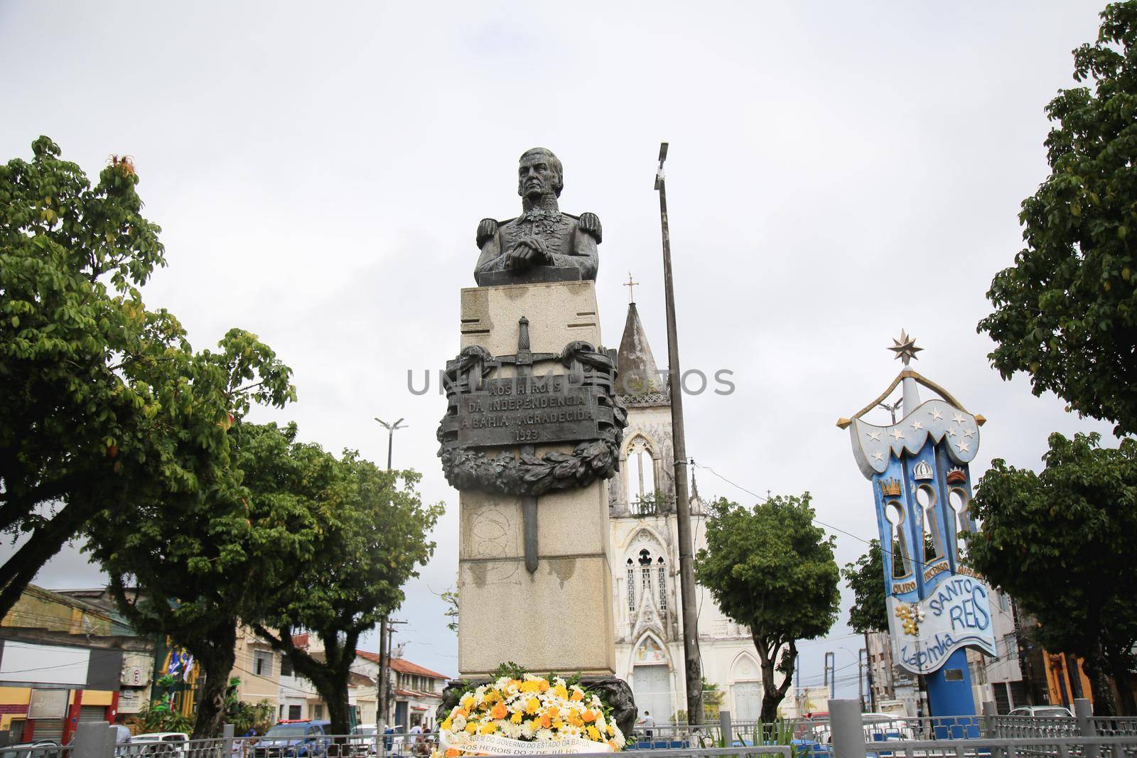 salvador, bahia, brazil - july 2, 2021: statue of General Pierre Labatut, or Pedro Labatut, seen in the city of Salvador. He organized the so-called Pacifying Army during Bahia's independence.