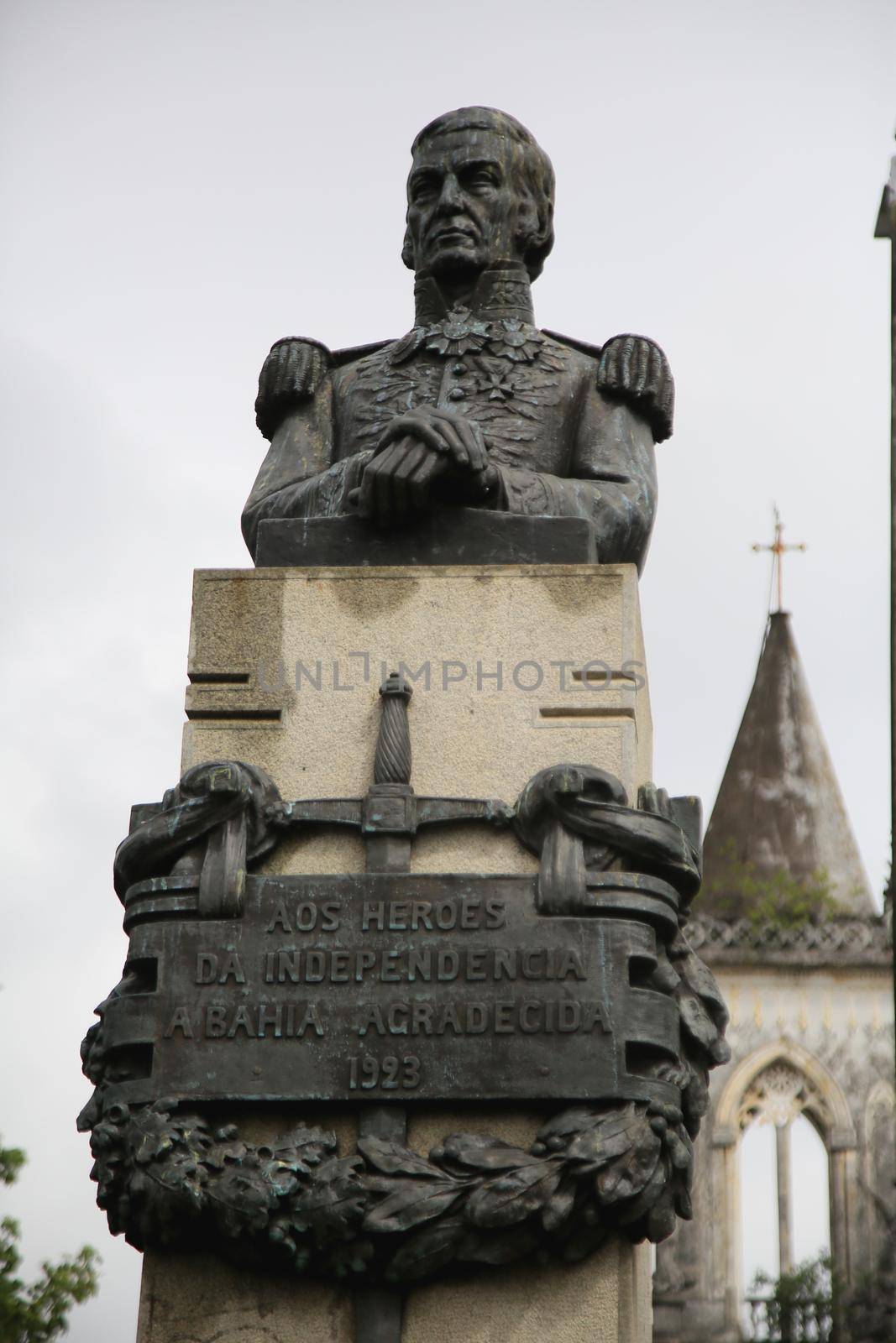 salvador, bahia, brazil - july 2, 2021: statue of General Pierre Labatut, or Pedro Labatut, seen in the city of Salvador. He organized the so-called Pacifying Army during Bahia's independence.