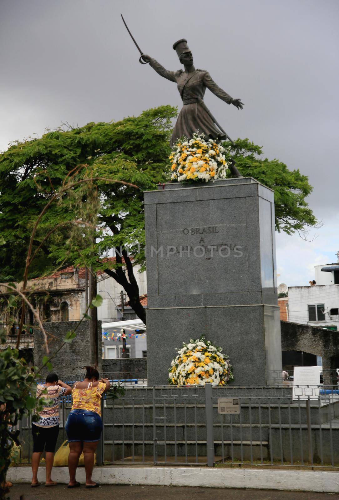 salvador, bahia, brazil - july 2, 2021: Monument to Maria Quiteria de Jesus, heroine of the struggles for independence of Bahia, is seen in the neighborhood of Lapinha, in the city of Salvador.