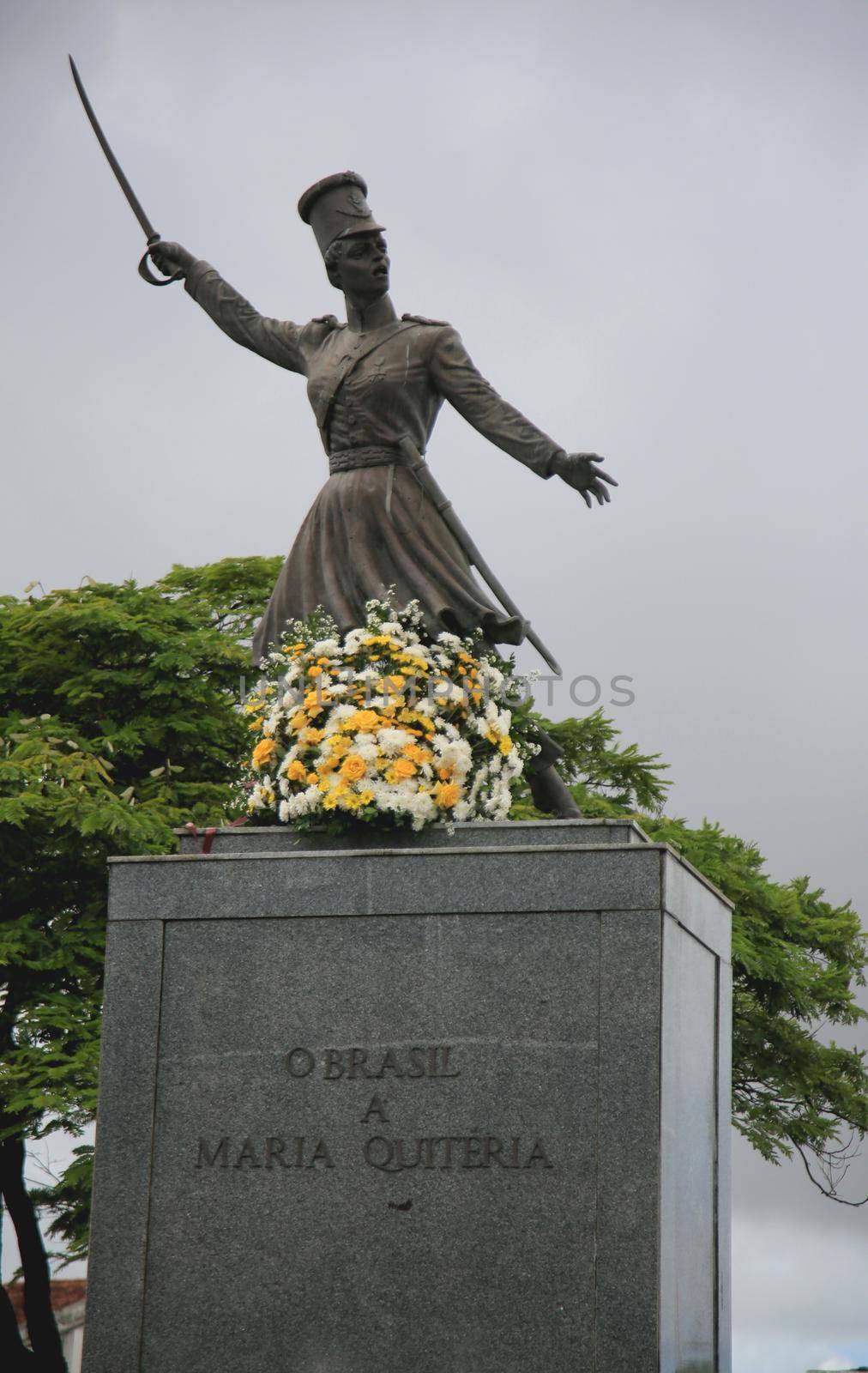 salvador, bahia, brazil - july 2, 2021: Monument to Maria Quiteria de Jesus, heroine of the struggles for independence of Bahia, is seen in the neighborhood of Lapinha, in the city of Salvador.