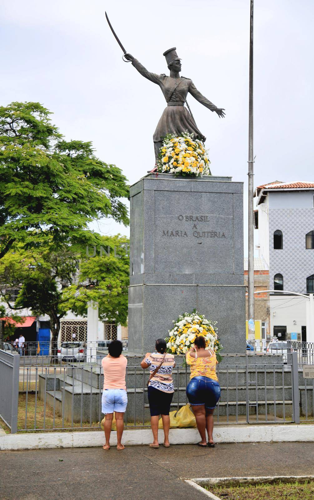 salvador, bahia, brazil - july 2, 2021: Monument to Maria Quiteria de Jesus, heroine of the struggles for independence of Bahia, is seen in the neighborhood of Lapinha, in the city of Salvador.