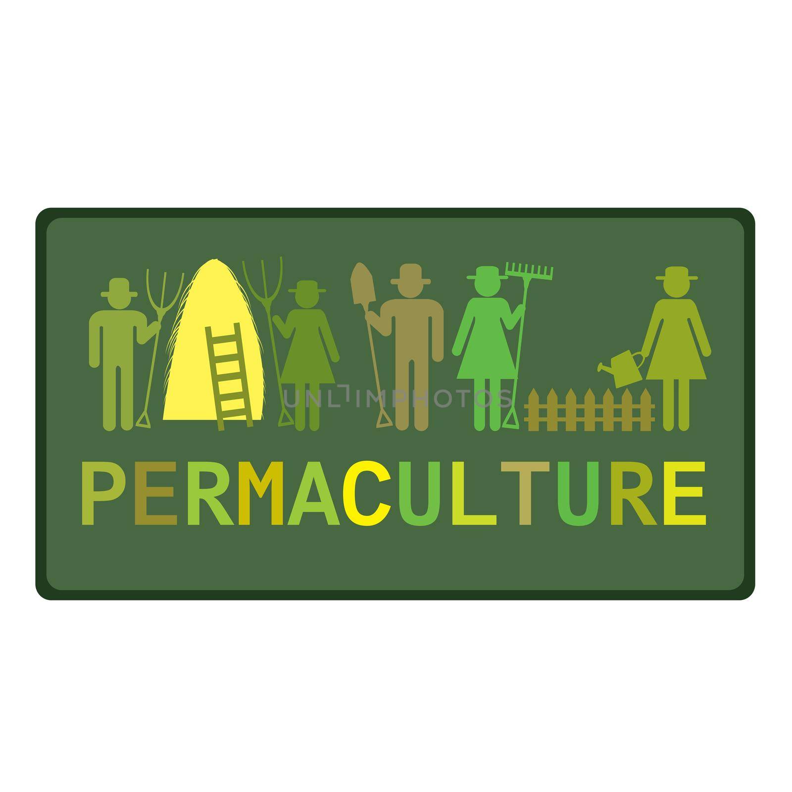 Permaculture concept with stylized pictograms of workers by hibrida13