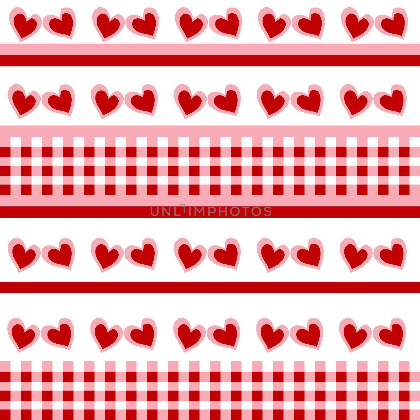 Seamless pattern with red doodle hearts