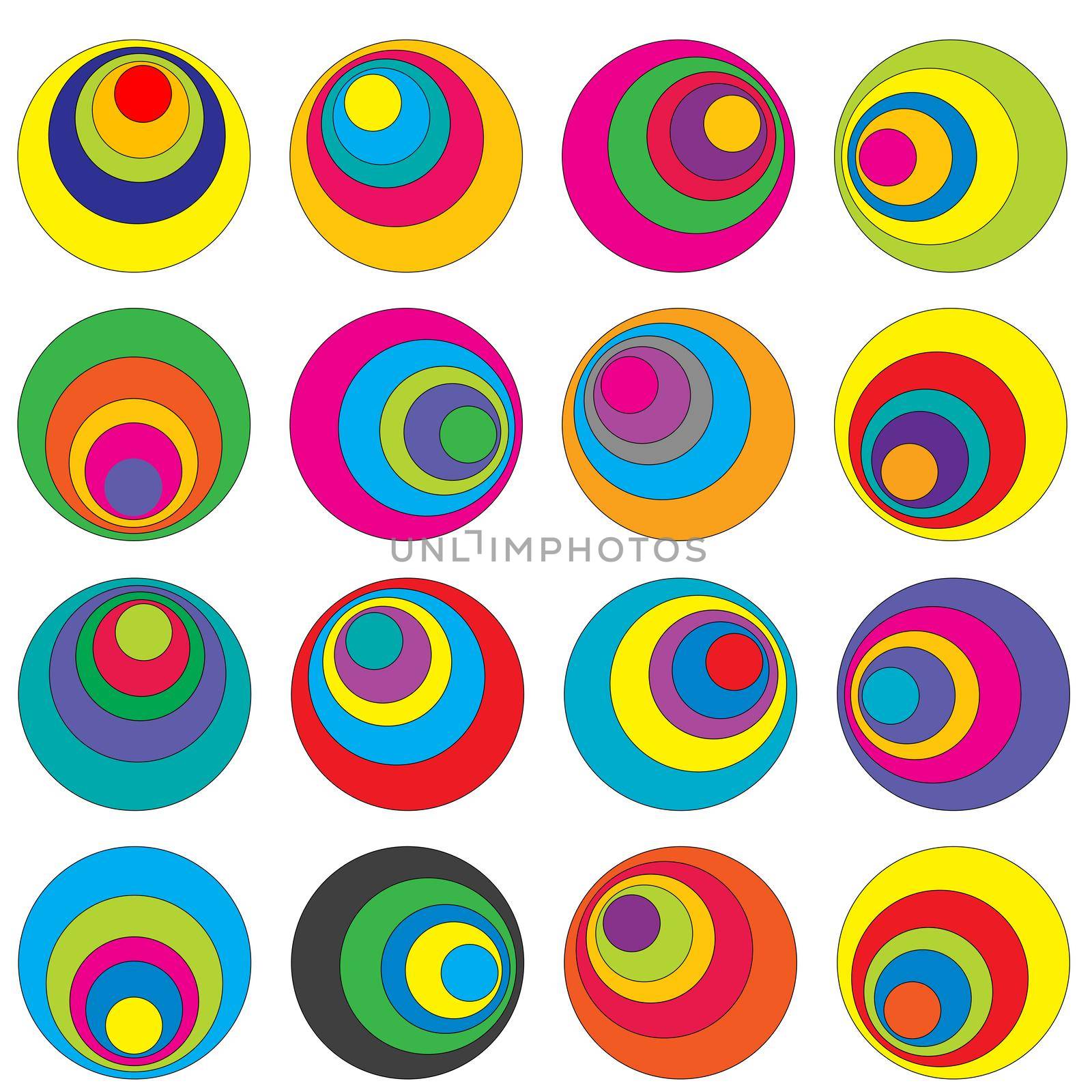Abstract geometrical background with concentric colorful circles