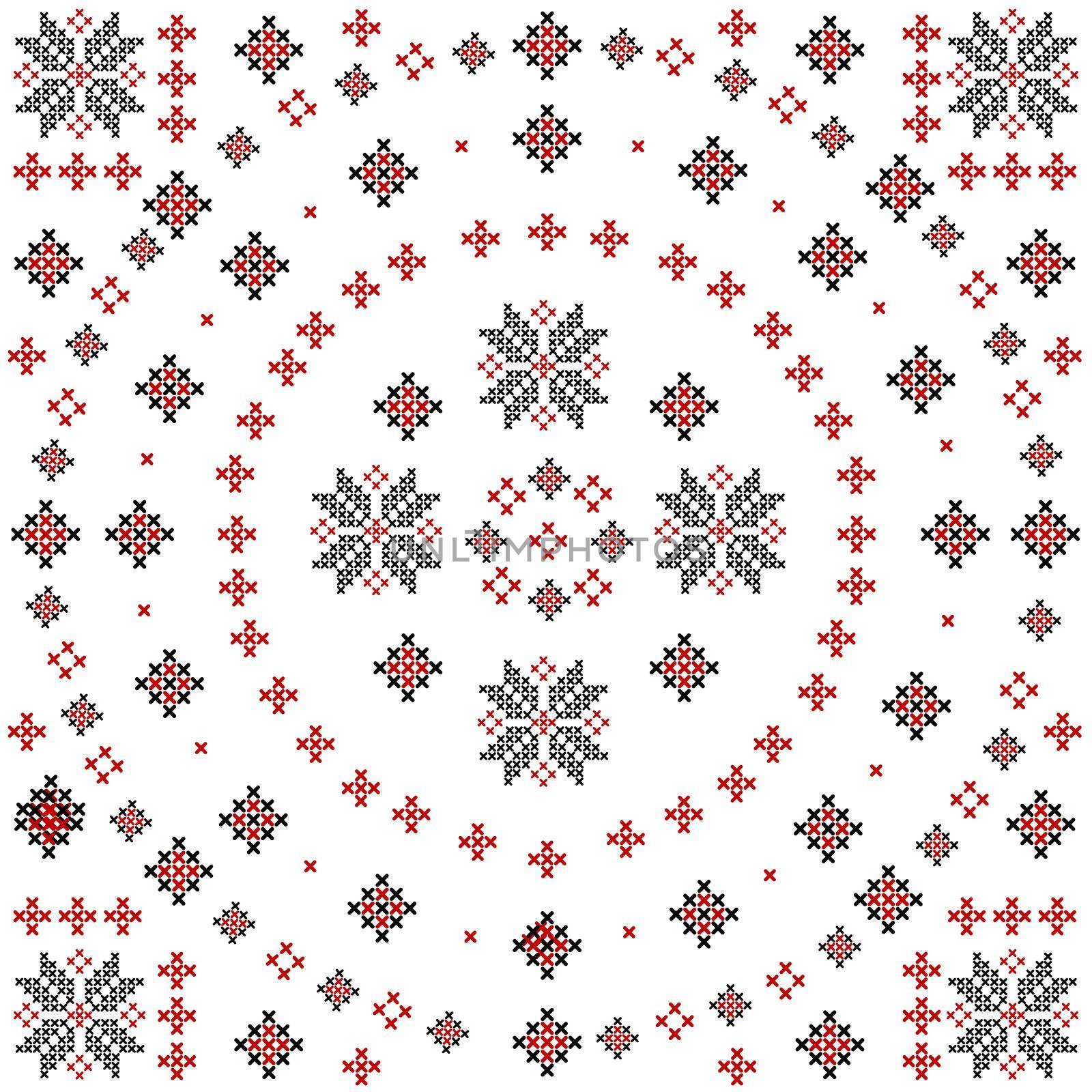 Embroidered cross-stitch round pattern on white background by hibrida13