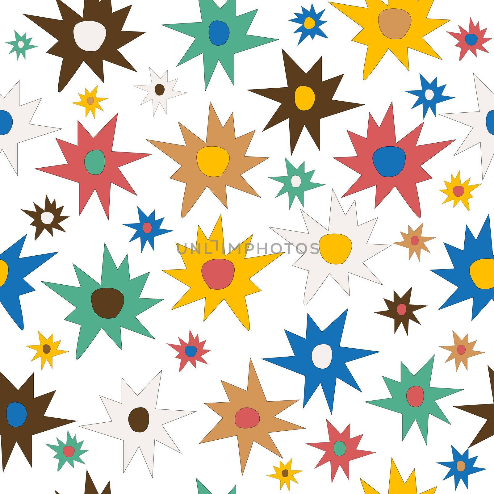 Doodle stars colored seamless background