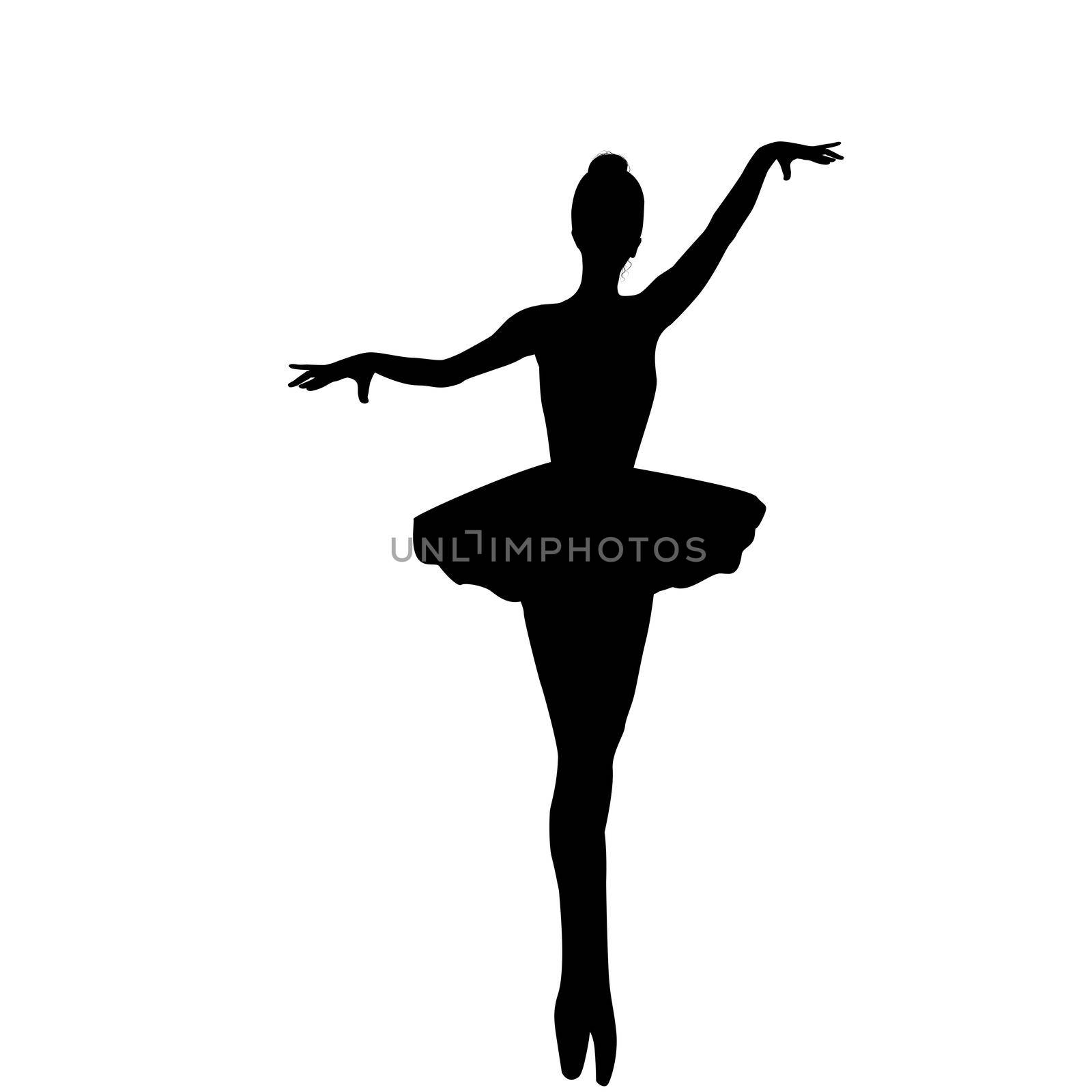 Silhouette of ballerina isolated on white background